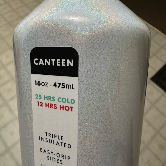 NWT 16 oz white glitter Corkcicle canteen - Picture 2 of 3